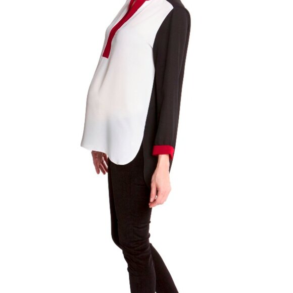 Olian Maternity Patti Chiffon Top - Color Block NwT - Picture 2 of 2